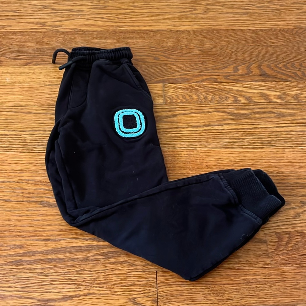 Kids Black Joggers with Blue Patch